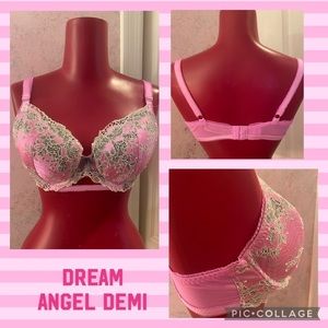 Purple lace,gray & white embroidered, Dream Angel Demi bra Victoria’s Secret 36D